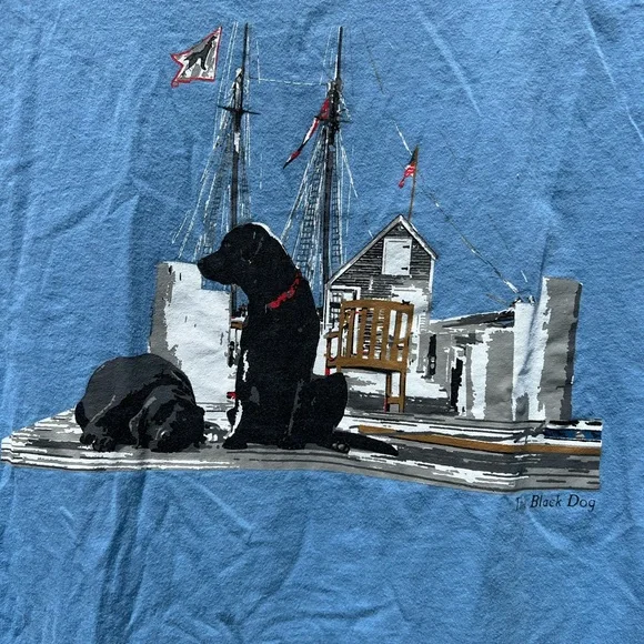 The Black Dog Martha's Vineyard Men's Small Blue Two Sided Graphic T-Shirt - Picture 4 of 6
